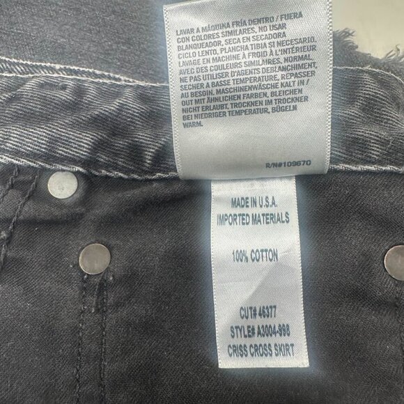 Agolde Criss Cross Distressed Jean Denim Mini Skirt Size 30 In Pivot Wash Black - Picture 12 of 14